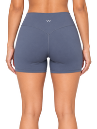 Ninety Nine Sculpt Shorts in grey featuring a high-rise waistband and a flattering V-shaped back seam.