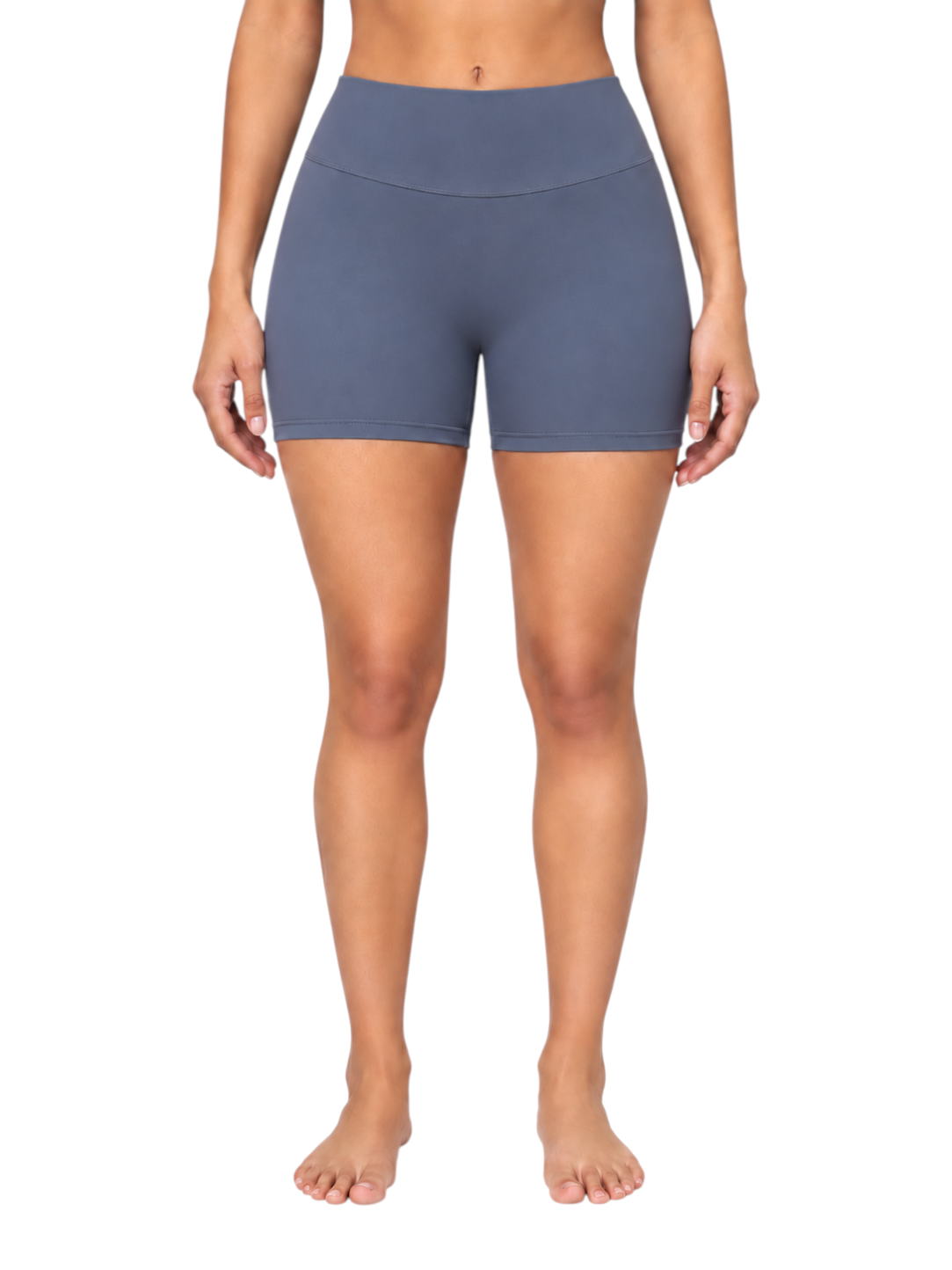 Ninety Nine Sculpt Shorts in grey with a high-rise waistband and stretchy nylon-spandex fabric for a flattering fit.