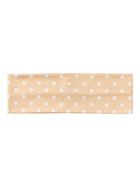 Ninety Nine wide non-slip headband in yellow with white polka dots and central logo detail